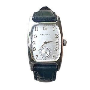 Hamilton Silver Dial Watch with Black Leather Strap